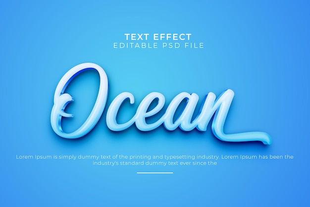 PSD Океан 3d редактируемый текстовый эффект