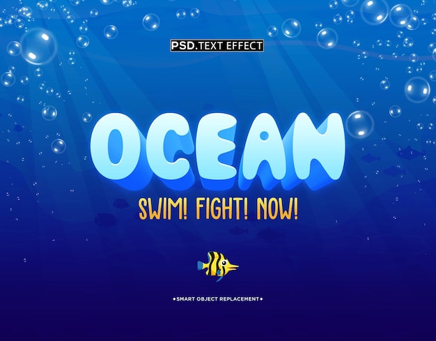 PSD ocean 3d gaming text effect