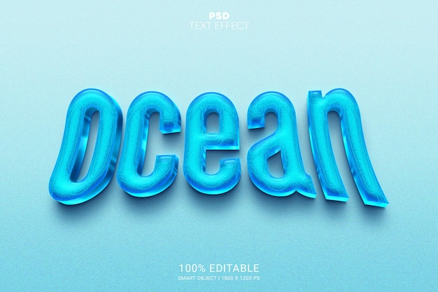 Ocean 3d psd дизайн с редактируемым текстовым эффектом