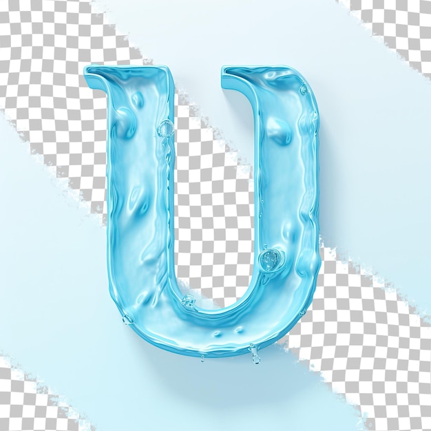 PSD ocean blue letter u with waves in a classic font on a transparent background isolated with clipping path
