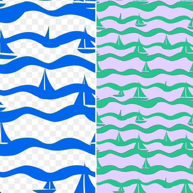 PSD ocean breeze with sailboat silhouette arranged in a free flo seamless pattern tile world ocean day