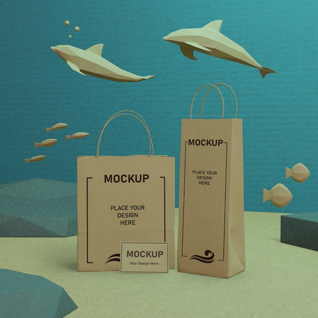 Ocean day paper bags mock-up