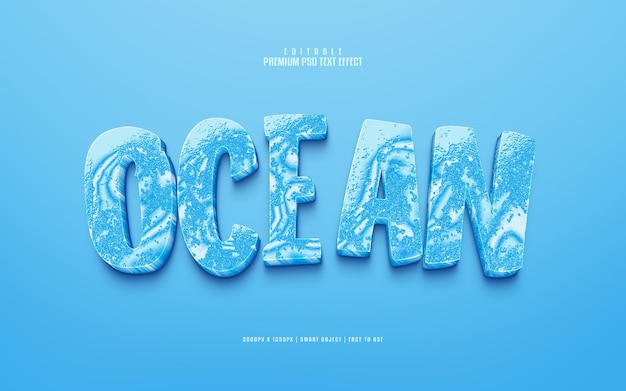 Ocean editable premium psd text effect