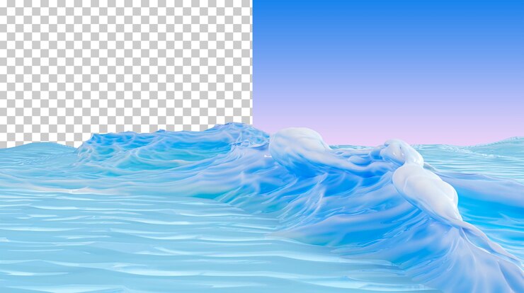 海の地平線海の風景3Dレンダリングリアルな海の波海の背景