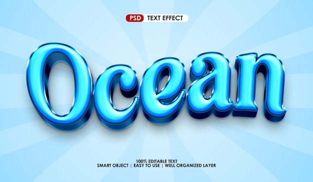 Эффект 3d текста премиум-класса Ocean