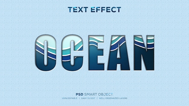 PSD Текстовый эффект океана psd