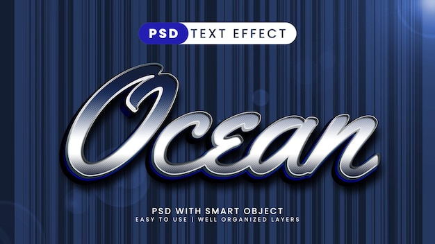 Ocean sea beach 3d editable text effect style template