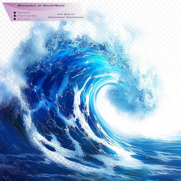 an ocean wave crackling with electric energy on transparent background