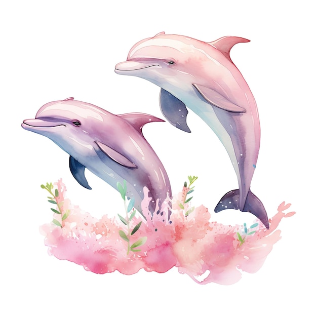 PSD oceanic romance valentine dolphin couple adorable marine companions for a romantic celebration