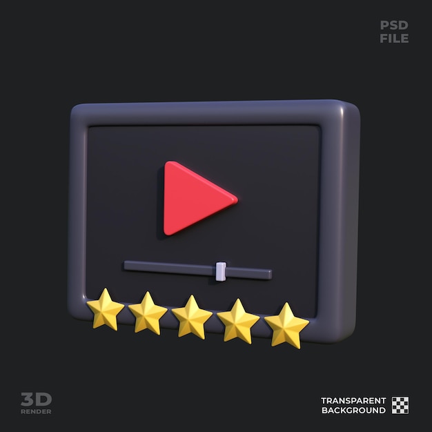 PSD ocena filmu ilustracja ikony 3d doskonała do projektowania interfejsu interfejsu kinowego