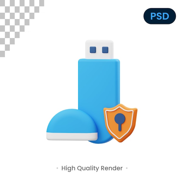 Ochrona Flashdisk Ilustracja Renderowania 3d Premium Psd