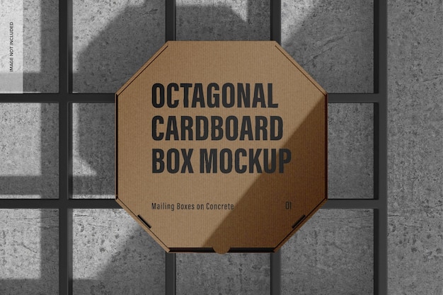 PSD octagonal cardboard box mockup, top view