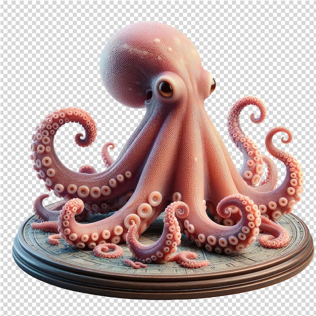 PSD an octopus is on a plate with a white background