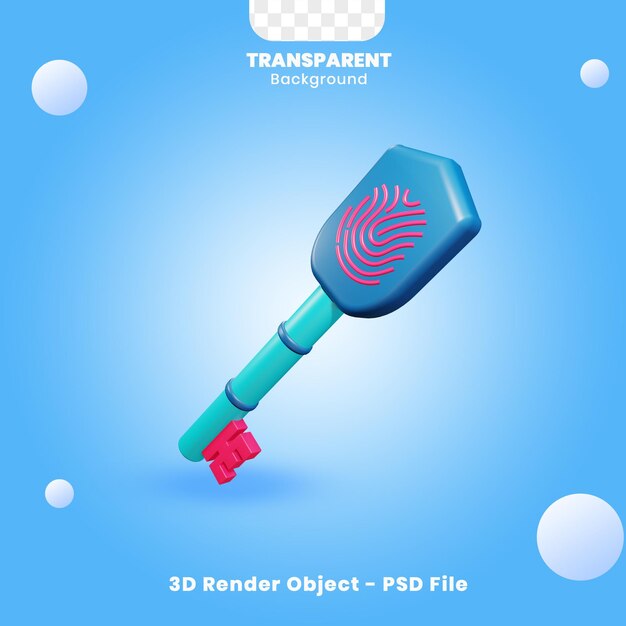 odcisk palca na kluczowym obiekcie w izolowanym renderowaniu 3d z przezroczystym tłem
