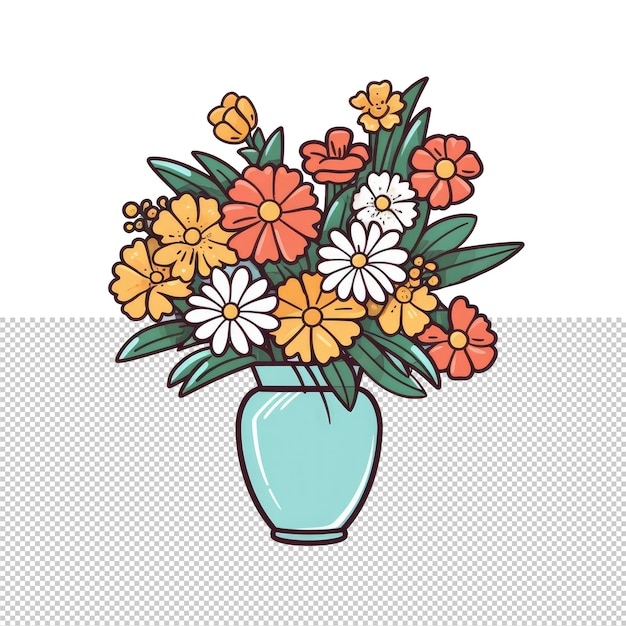 PSD odizolowane kwiaty w wazonie ilustracja przezroczyste tło