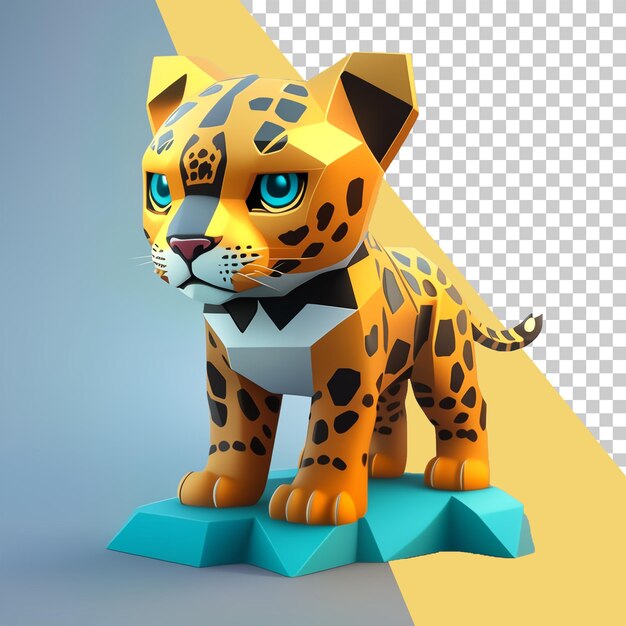 PSD odizolowane png 3d niskie poli jaguar młode