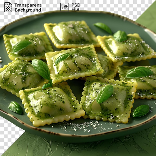 Odizolowany Pikantny Szpinak I Ricotta Ravioli Na Talerzu