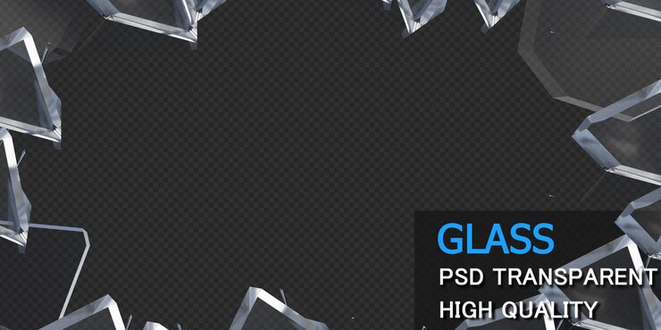 PSD odłamki szklane w renderowaniu 3d izolowany projekt premium psd