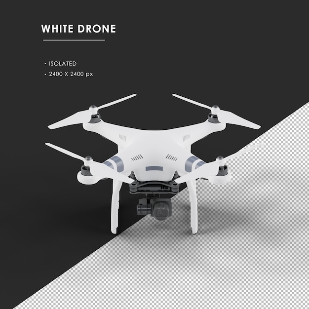 PSD odosobniony biały drone z góry widok z przodu