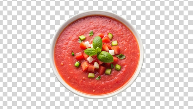 PSD odświeżająca zupa gazpacho z arbuza izolowana na przezroczystym tle
