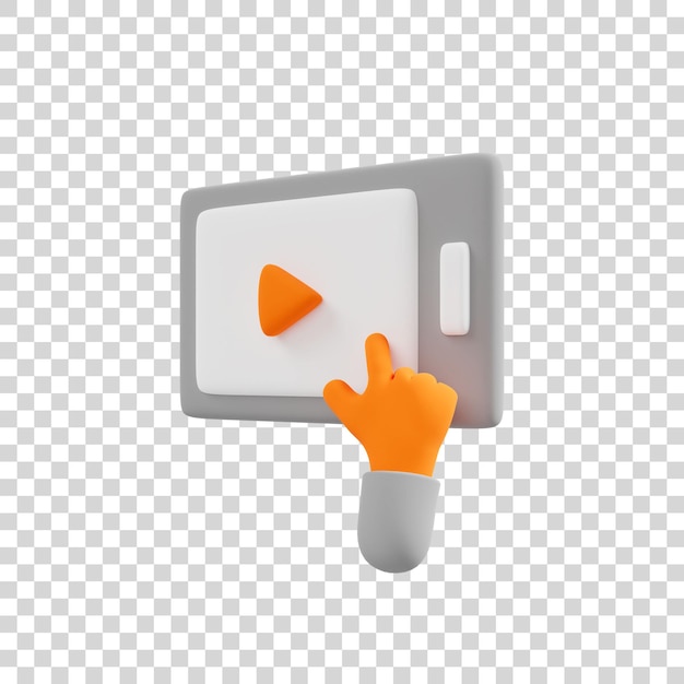 PSD odtwarzacz wideo 3d na białym tle. usługi wideo, aplikacje odtwarzacza, odtwarzanie multimediów