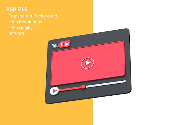 Odtwarzacz Wideo Youtube Projekt Ekranu 3d Lub Interfejs Odtwarzacza Multimediów Wideo