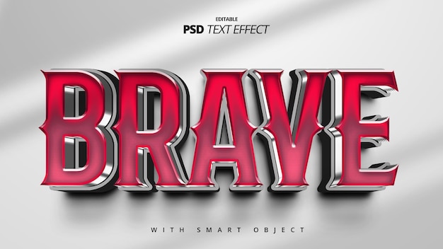 PSD odważny czerwony srebrny gradientowy efekt tekstowy 3d