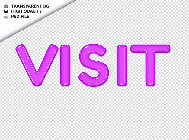 Odwiedź Typografię Purple Text Glosy Glass Psd Transparent