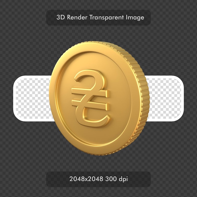 Oekraïense hryvnia gouden munt 3d render illustratie