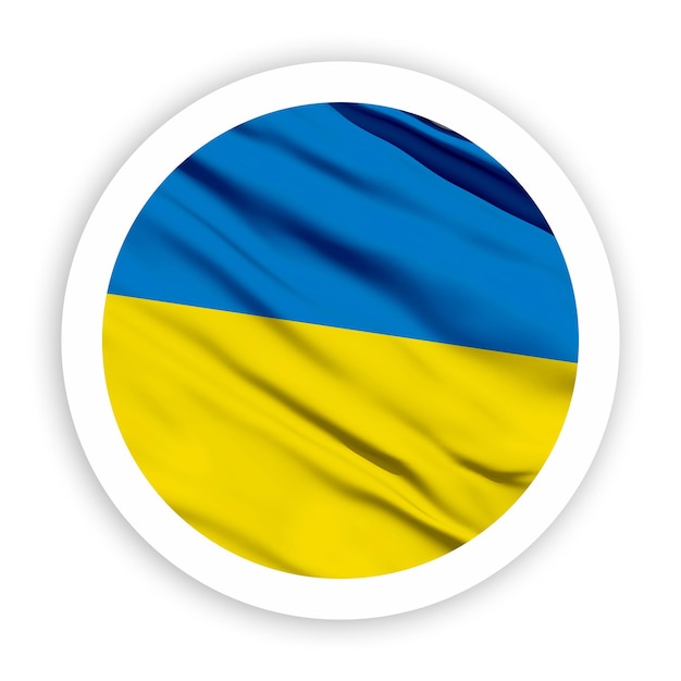 Oekraïne zwaait met een vlag met een witte ronde cirkel