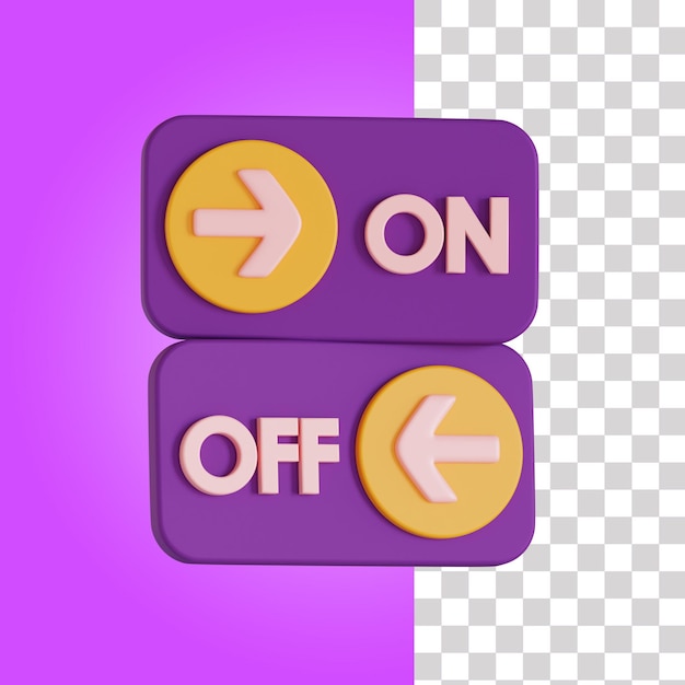 On and off 3d illustration