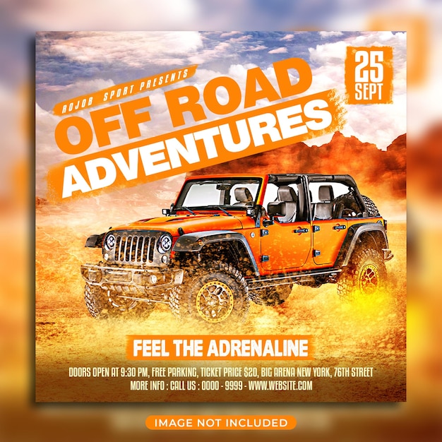 PSD off road adventure flyer and social media post instagram template