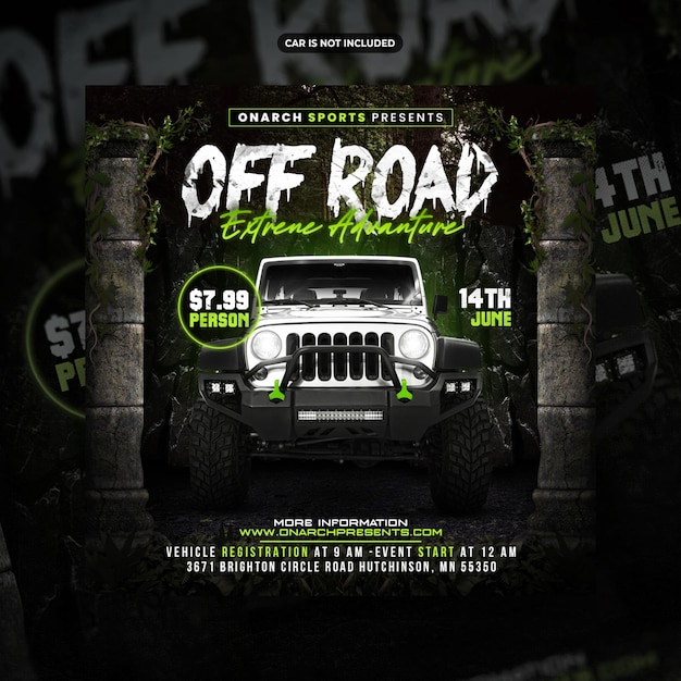 PSD off road adventures social media post or flyer promotion template