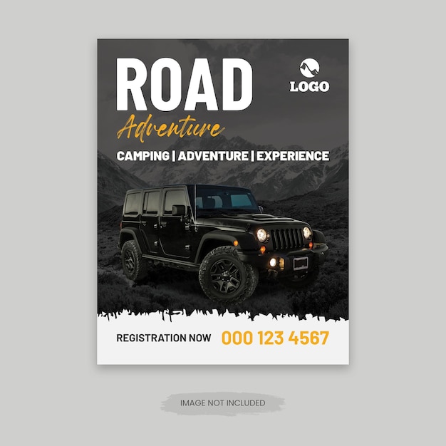 PSD off-road flyer poster sjabloon road avontuur posterontwerp