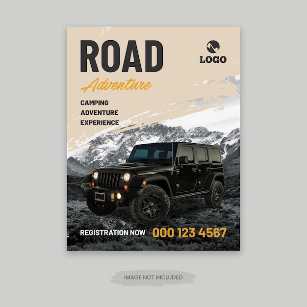 Off-road flyer poster sjabloon road avontuur posterontwerp