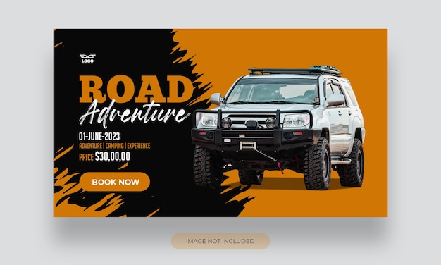 PSD off-road youtube thumbnail design car service video thumbnail template