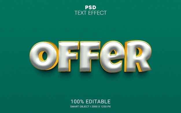 PSD offri effetti di testo psd modificabili in 3d design premium