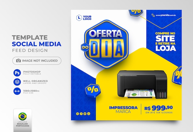 offer of the day social media post in portuguese 3d render for marketing campaign in brazil