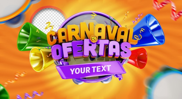 PSD offers carnival logo in brazil for companies in 3d