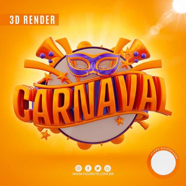 Offers carnival logo for companies in 3d rendering premium psd