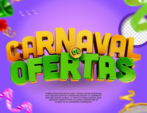 PSD Предлагает карнавальный логотип в бразилии для компаний в 3d