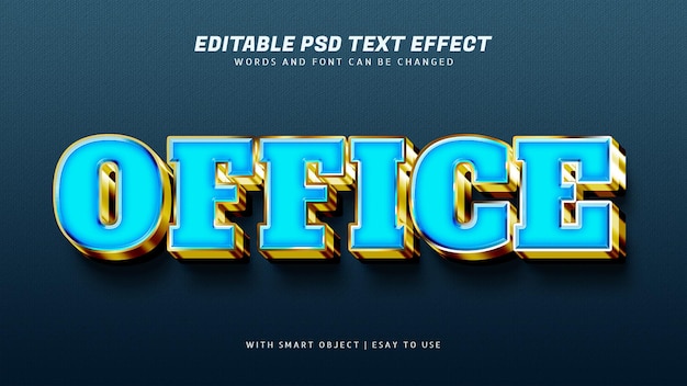 Office 3d blue gold text effect editable