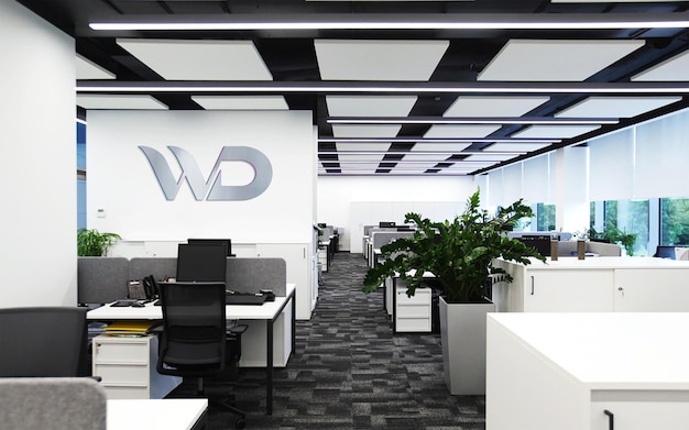 PSD office background 3d wall logo mockup (мокет логотипа офисного фона в 3d)