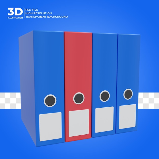 Office-bestandsmapverzameling 3d render 3d illustratie premium psd