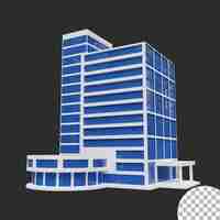 PSD illustrazione dell'icona 3d dell'edificio per uffici e rendering 3d