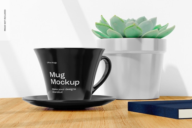 Office Ceramic Mug Mockup, Widok Z Przodu