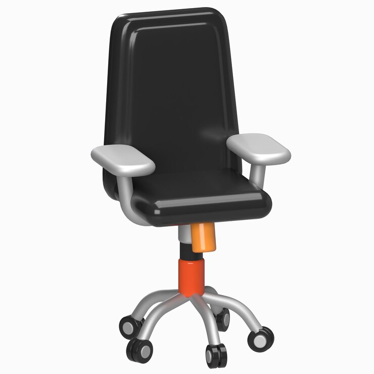 PSD office chair in black and orange 3d furniture icon