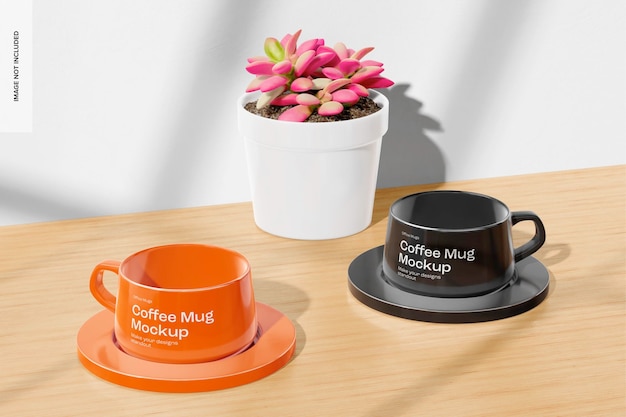 office coffee mugs mockup perspective