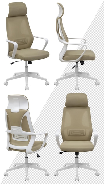 PSD office computer chair interior element isolated from the background from different angles