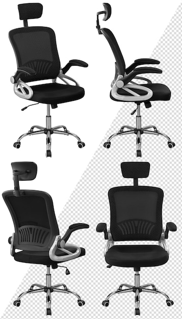 Office computer chair interior element isolated from the background from different angles